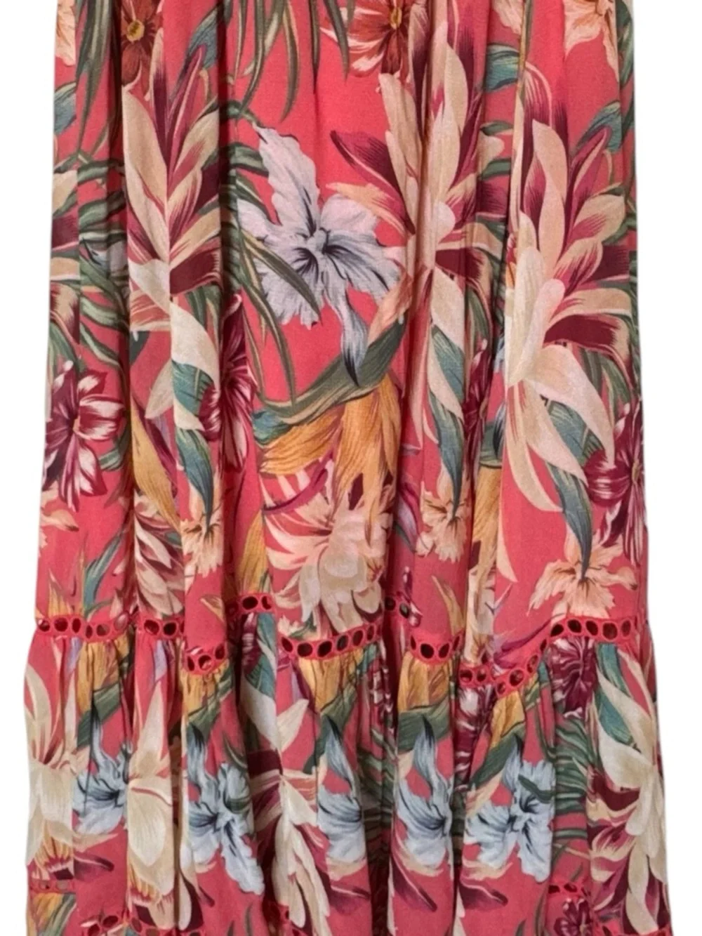 Farm Rio Lotus Floral Halter Maxi Dress NWT Size M Flowy Resort Vacay Tropical - Picture 6 of 15